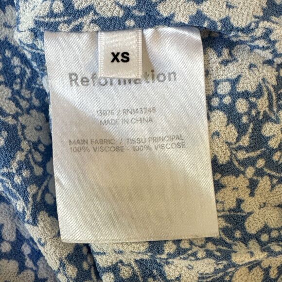 Reformation Size XS Azzuro Blue Floral Orangerie Smocked Mini Dress - Picture 6 of 12